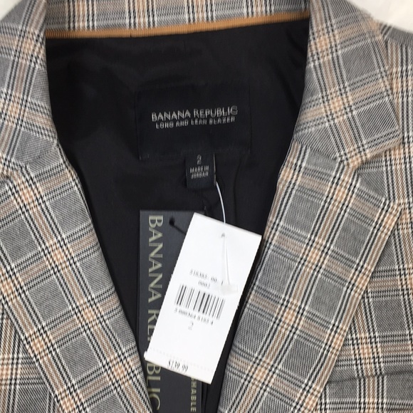 NWT Banana Republic 2 Jacket Plaid Black White Gold $139.99 Trending Boyfriend - Picture 3 of 8